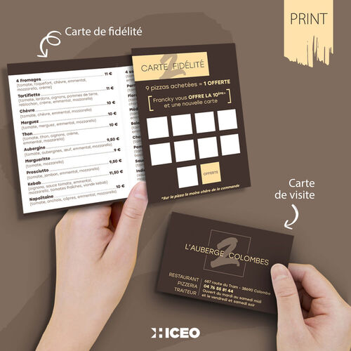 Hiceo réalise des cartes de visite et de fidélité pour L'Auberge 2 Colombes !